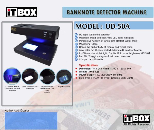 iTBOX Bank Note Detector Machine UD-50a - Image 2