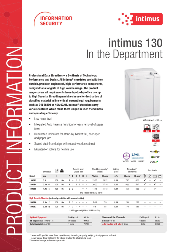 INTIMUS Paper Shredder Machine 130 - Image 2