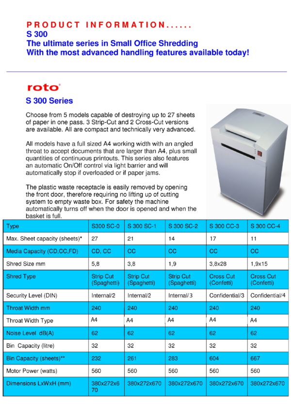 ROTO Paper Shredder Machine S300 Series - Image 2