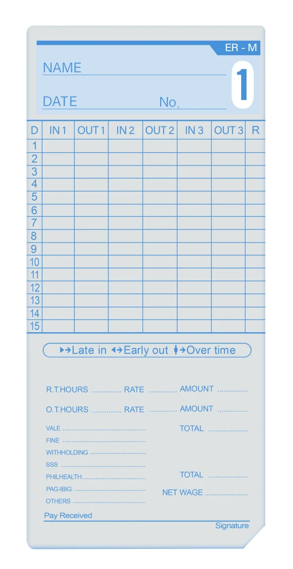 Max ER-M Time Recorder Punch Cards - Image 5